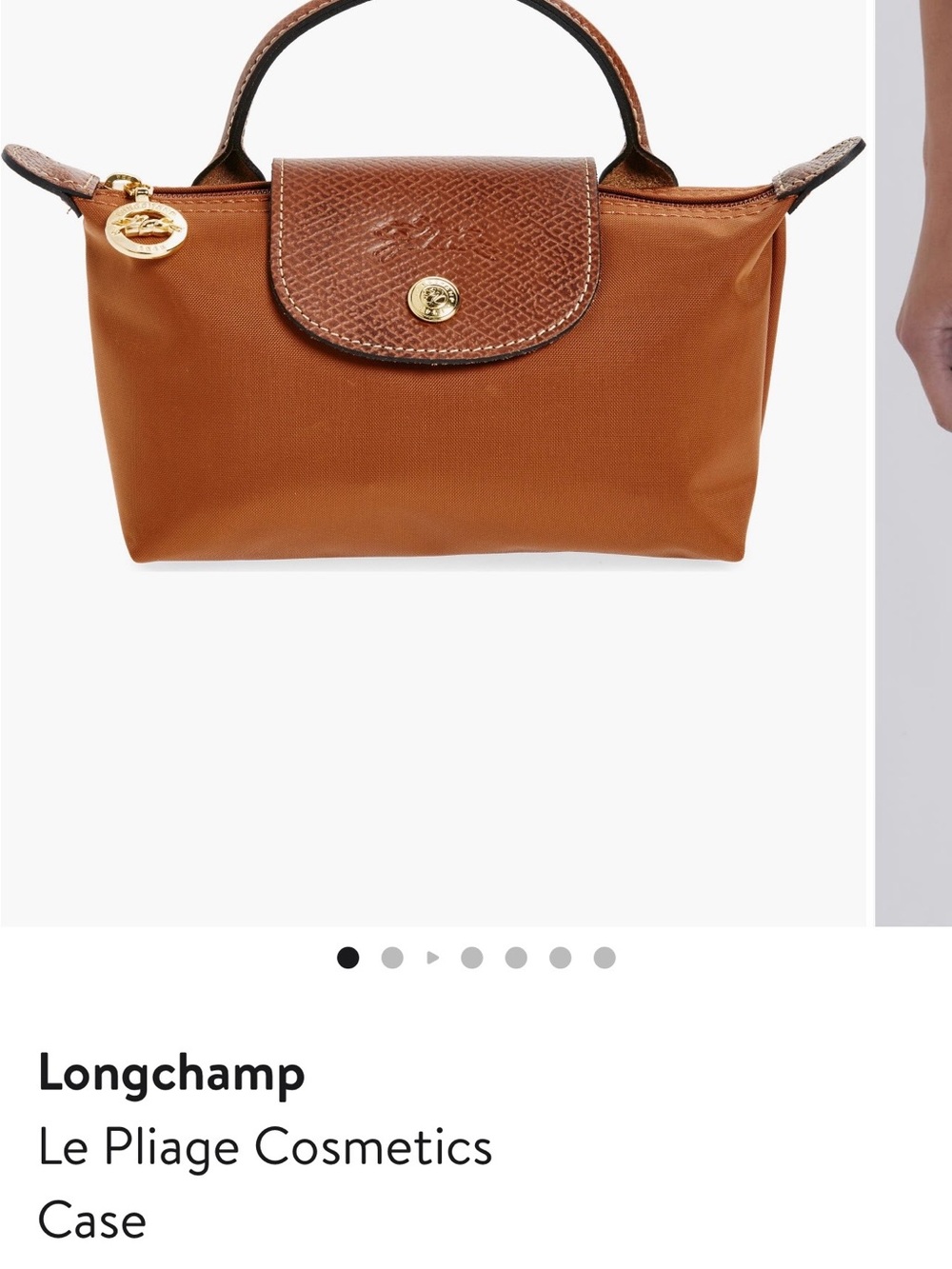 Longchamp Brown Nylon Cosmetic Pouch with Leather Trim - Picture 5 of 5